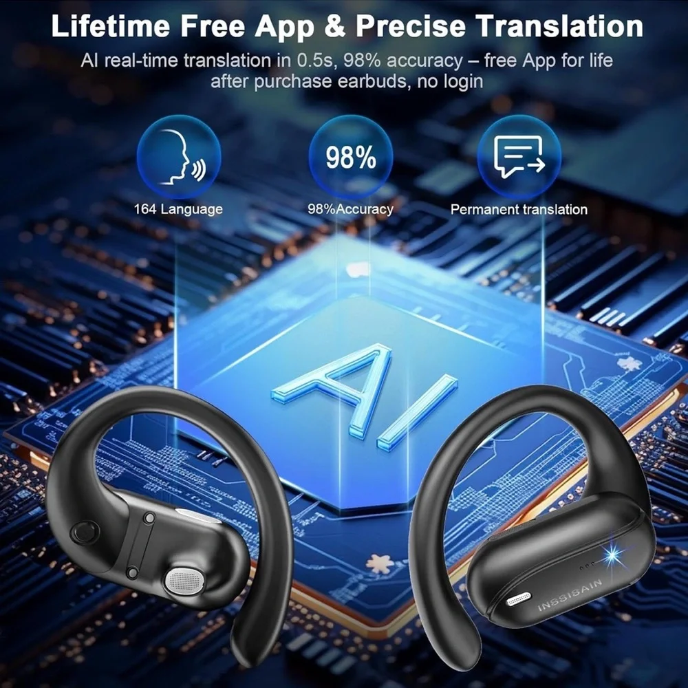 AI Translation Earbuds Real Time – 164 Languages Translator Earbuds